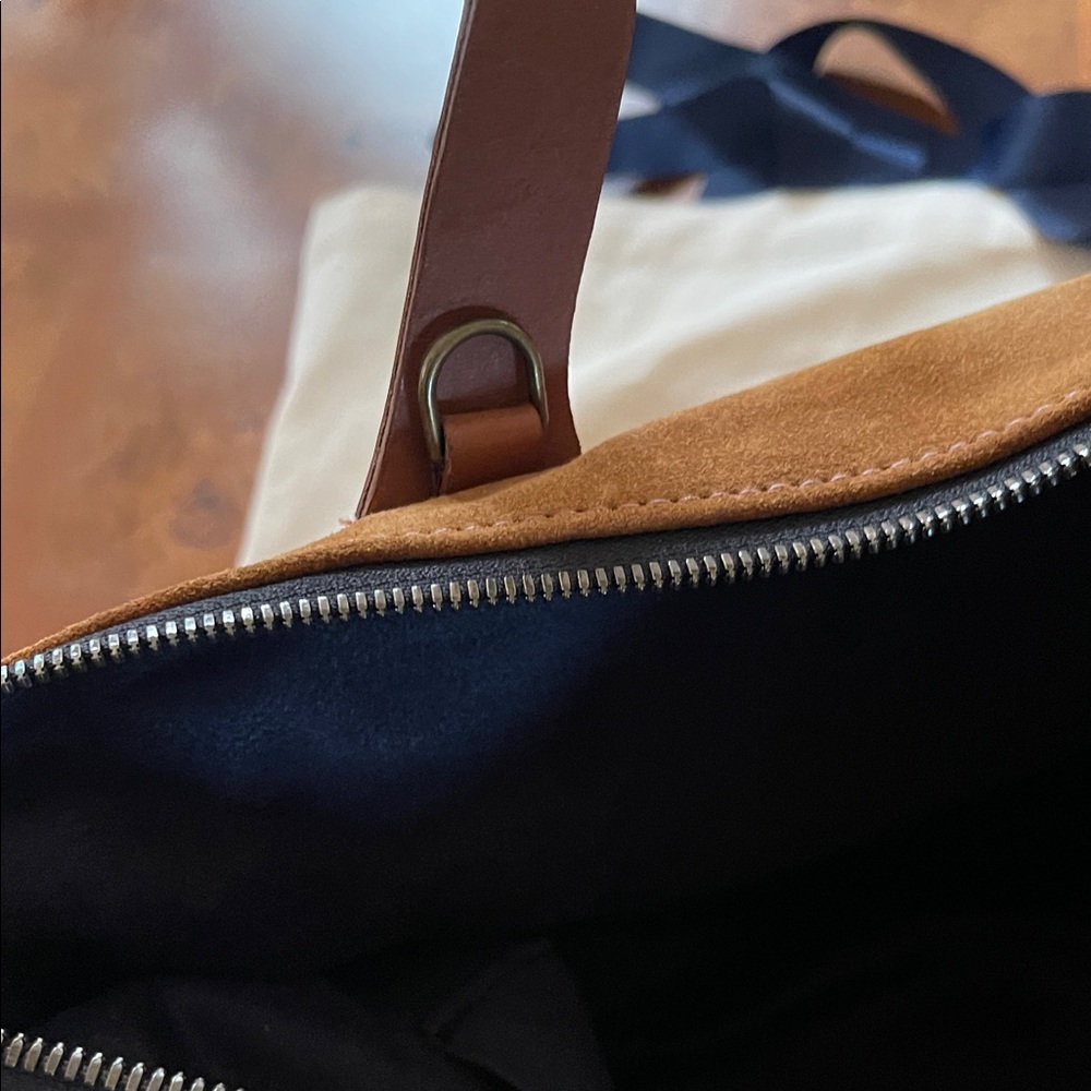 Parker Thatch Charlie Carmel Suede Leather Satchel - Picture 6 of 9